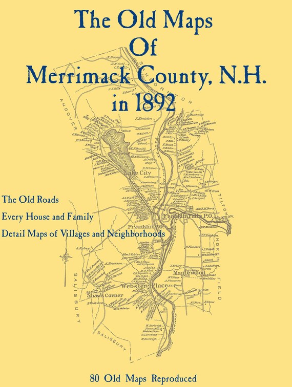 The Old Maps of Merrimack County New Hampshire in 1892 Etsy