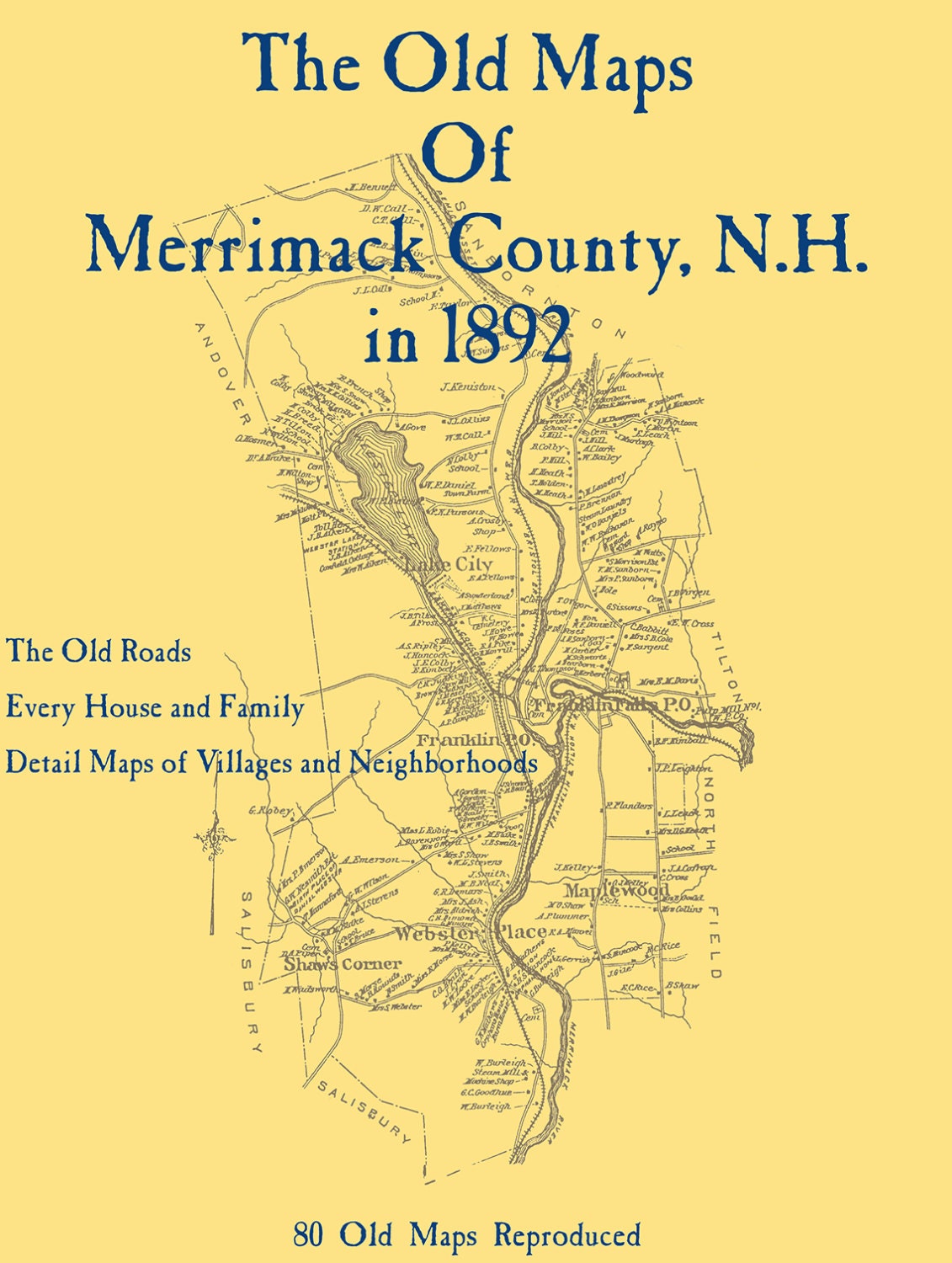 The Old Maps of Merrimack County, New Hampshire in 1892 Etsy
