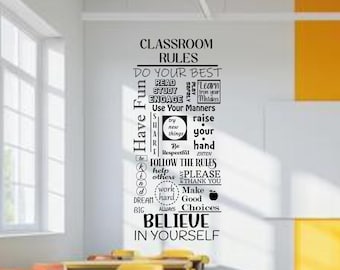Classroom Rules Subway Sign Decal Wall Vinyl Sticker Back To School Decal School Room Rules Decal Classroom Decal Teachers Decal School Art