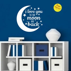 I Love You to the Moon and Back with Moon and Stars Decal Wall Vinyl Sticker FREE SHIPPING KidsRoom Nursery Wall Art Decor Baby Shower Gift