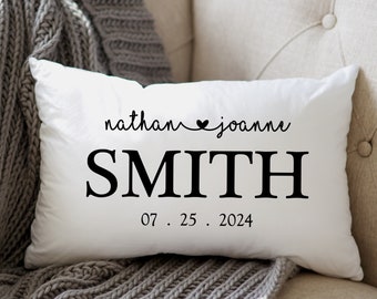 Personalized Pillow w Names & Wedding Date Pillow for Wedding Gift Throw Pillow Shower Gift Customize Housewarming Gift Pillow Couch Pillow