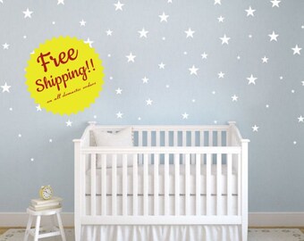 Star Shapes Multisize 75 per - Decal  Wall Vinyl Sticker FREE SHIPPING Stars Night Sky Nursery Decor Confetti Baby Boy Girls Room Entryway