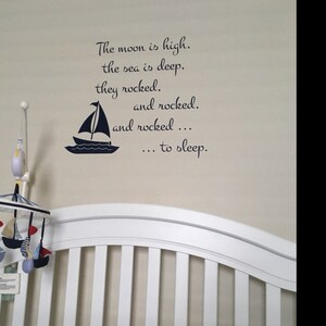 Nautical Nursery Rhyme Decal Wall Vinyl Sticker Kids Room Nursery Sailing Theme Decor Sea Ocean Ship Love Sailor Night Time Bedtime Story image 2