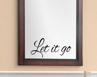 Let It Go Decal - Wall Vinyl Sticker Family Kids Room Frozen Girls Princess Disney Movie Quotes Mural Motivational Inspirational Om Yoga Art