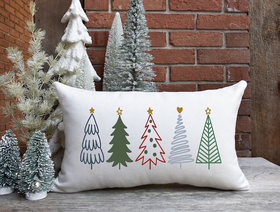 Christmas Pillow Cover Christmas Trees in a Row Holiday Pillow Cover Great Christmas Gift Pillow Cover Bedroom Decor Decorative Pillow Cover