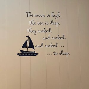 Nautical Nursery Rhyme Decal Wall Vinyl Sticker Kids Room Nursery Sailing Theme Decor Sea Ocean Ship Love Sailor Night Time Bedtime Story image 4