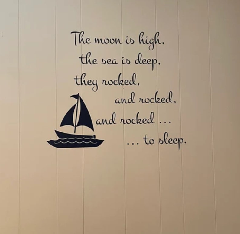 Nautical Nursery Rhyme Decal Wall Vinyl Sticker Kids Room Nursery Sailing Theme Decor Sea Ocean Ship Love Sailor Night Time Bedtime Story image 4