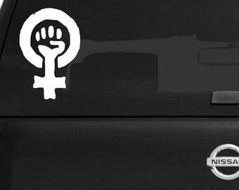 Feminist Fist Bumper Sticker Fem Fist Computer Decal Equal Rights Feminism Decals Political Bumper Stickers Protest Decal Stand Up Fight