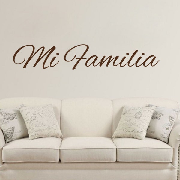 Mi Familia Decal - Wall Vinyl Sticker Espanol Family Kids Room Decor Motivation Love Home Lettering Kitchen Decal Dining Room Family Tree