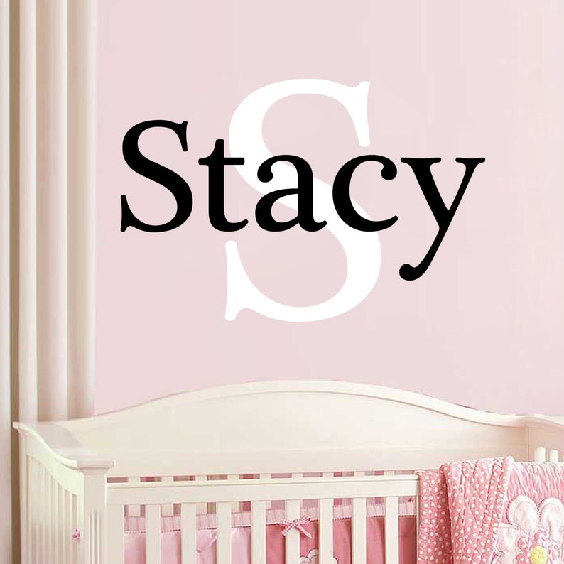 Monogram Decal Initial and Name Wall Vinyl Sticker Nursery Baby Girl ...