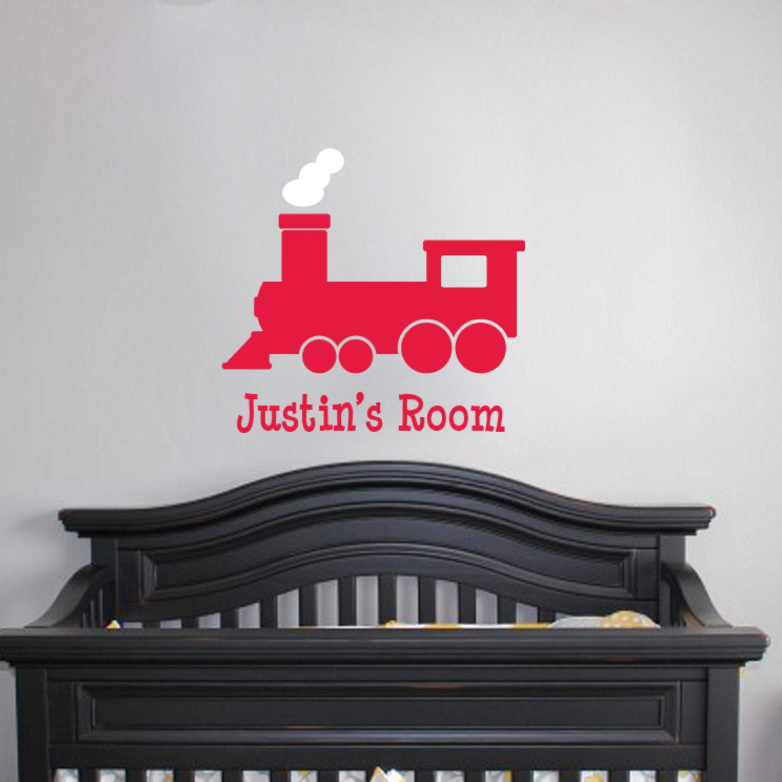 Train Decal W Name Wall Vinyl Sticker Kids Room Baby Boy Nursery Baby ...