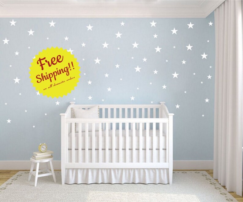 Star Shapes Multisize 75 per Decal Wall Vinyl Sticker FREE SHIPPING Stars Night Sky Nursery Decor Confetti Baby Boy Girls Room Entryway image 1