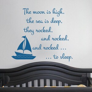 Nautical Nursery Rhyme Decal Wall Vinyl Sticker Kids Room Nursery Sailing Theme Decor Sea Ocean Ship Love Sailor Night Time Bedtime Story image 3