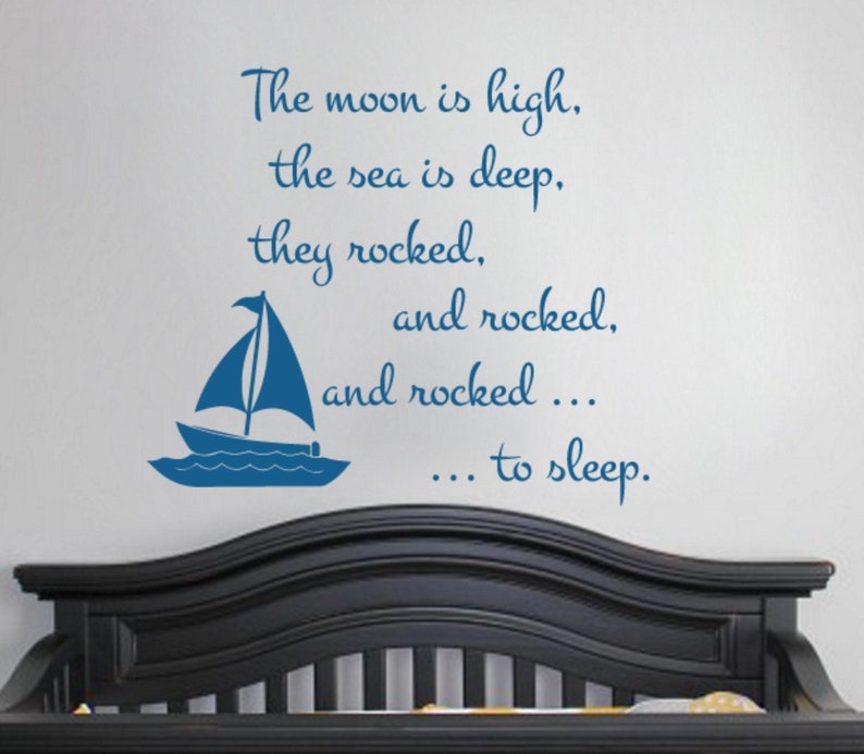 Nautical Nursery Rhyme Decal Wall Vinyl Sticker Kids Room Nursery Sailing Theme Decor Sea Ocean Ship Love Sailor Night Time Bedtime Story image 3