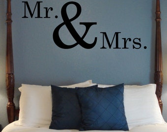 Mr and Mrs Decal - Wall Vinyl Sticker Just Married Wall Art Family Kids Room Mural Motivational Quote Beautiful Heart Love Marriage Forever