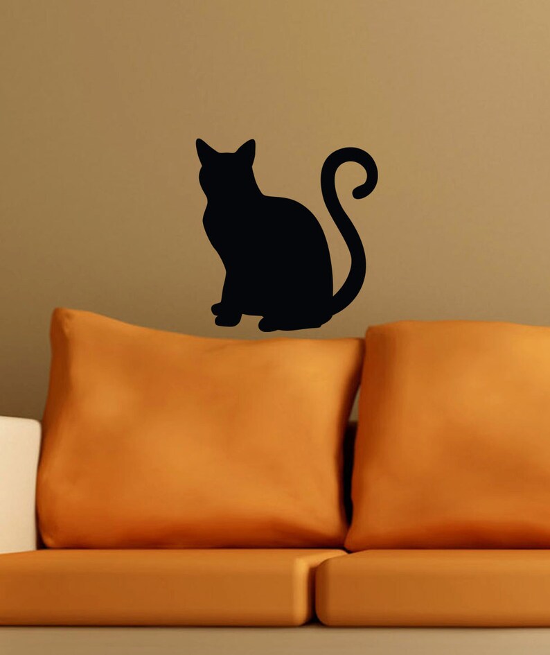 Cat Sitting Wall Vinyl Decal Sticker Family Kids Room Mural Pet Kitten ...