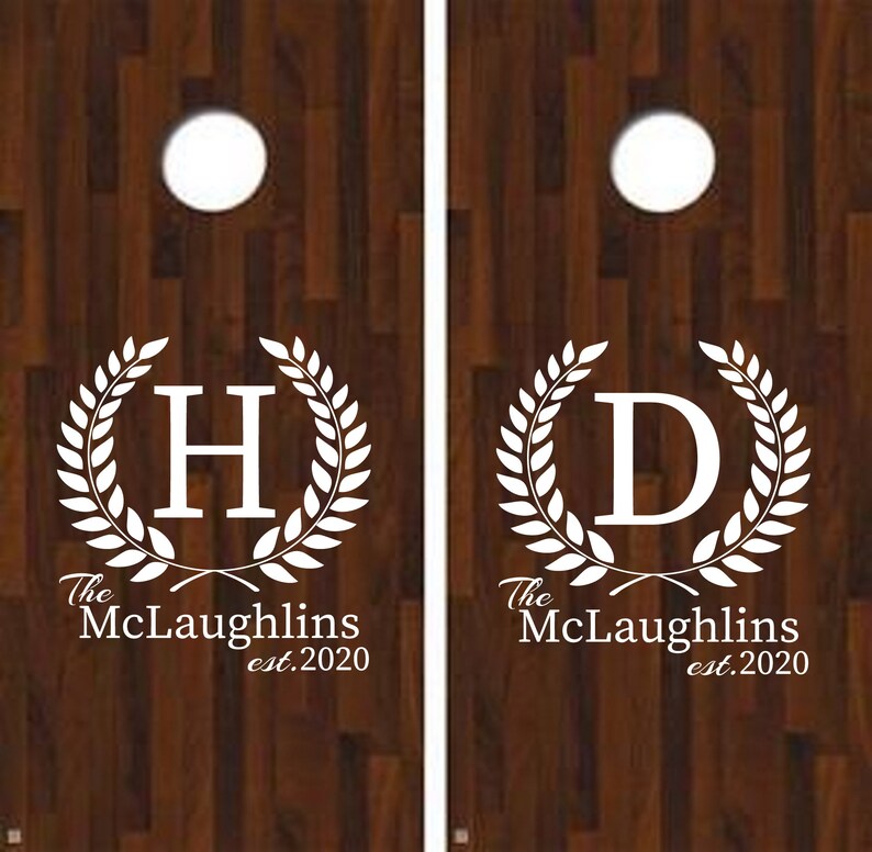 Custom Cornhole Wedding Decals Set of 2 Vinyl Decals FREE SHIPPING Personalized Backyard Party Custom Husband Wife Outdoor Games Bar B Q