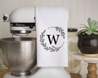 Personalized Kitchen Tea Towel Waffle Tea Towel Monogram Tea Towel Waffle Weave Poly Towel Perfect Gifts for Every Occasion Wedding Shower