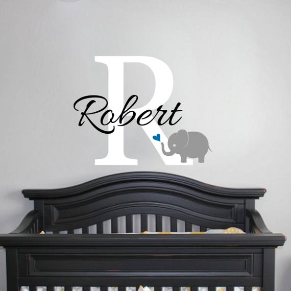Cute Elephant Monogram Decal Wall Vinyl Sticker Boys Room Etsy