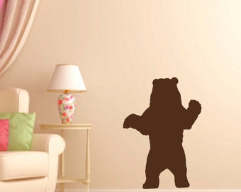 Bear Decal Standing - Wall Vinyl Sticker Family Kids Room Mural American Black Grizzly Honey Forest Brown Bear Animal Theme Decor Zoo Winnie