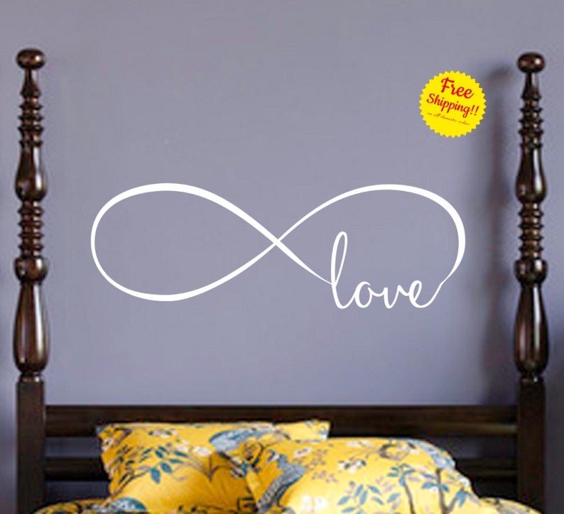 Infinity Love Decal Wall Vinyl FREE SHIPPING Sticker Family Kids Room Mural Motivational Quote Valentines Beautiful Forever Always Symbol image 1