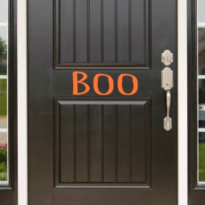 Boo Decal - Wall or Door Vinyl Sticker FREE SHIPPING Family Kids Room Holiday Spooky Scary October All Hallows Eve Halloween Window Wall Art