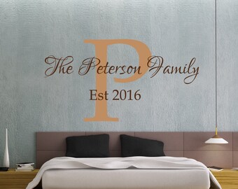 Custom Family Name Decal Wall Vinyl Sticker Family Crest Entryway Personalized Family Name Wedding Gift Family Monogram Wall Art