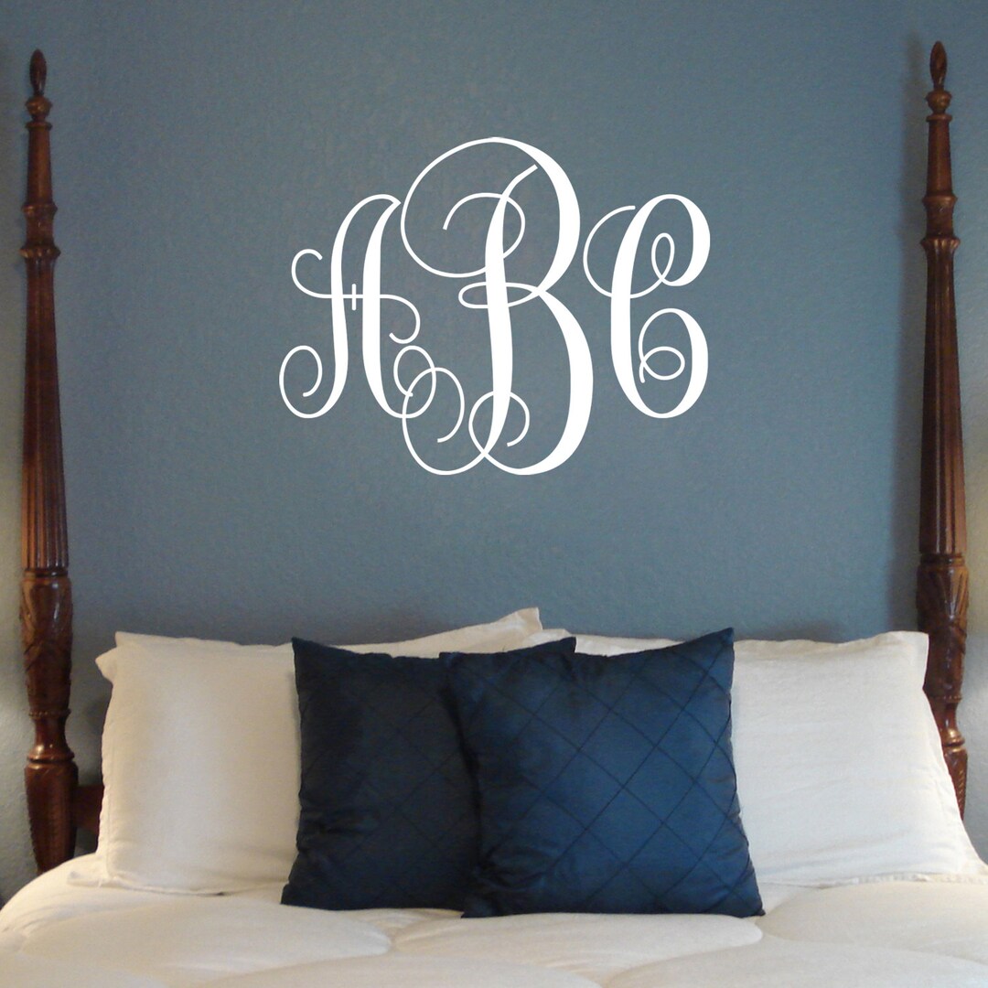 Fancy Monogram Decal Vinyl Wall Sticker Kidsroom Nursery Entryway ...