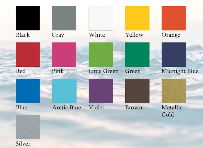 Pu&ograve; includere: Una tavolozza di colori con 16 campioni di colori solidi, ciascuno etichettato con il suo nome. I colori includono nero, grigio, bianco, giallo, arancione, rosso, rosa, verde lime, verde, blu notte, blu, blu artico, viola, marrone, oro metallizzato e argento.