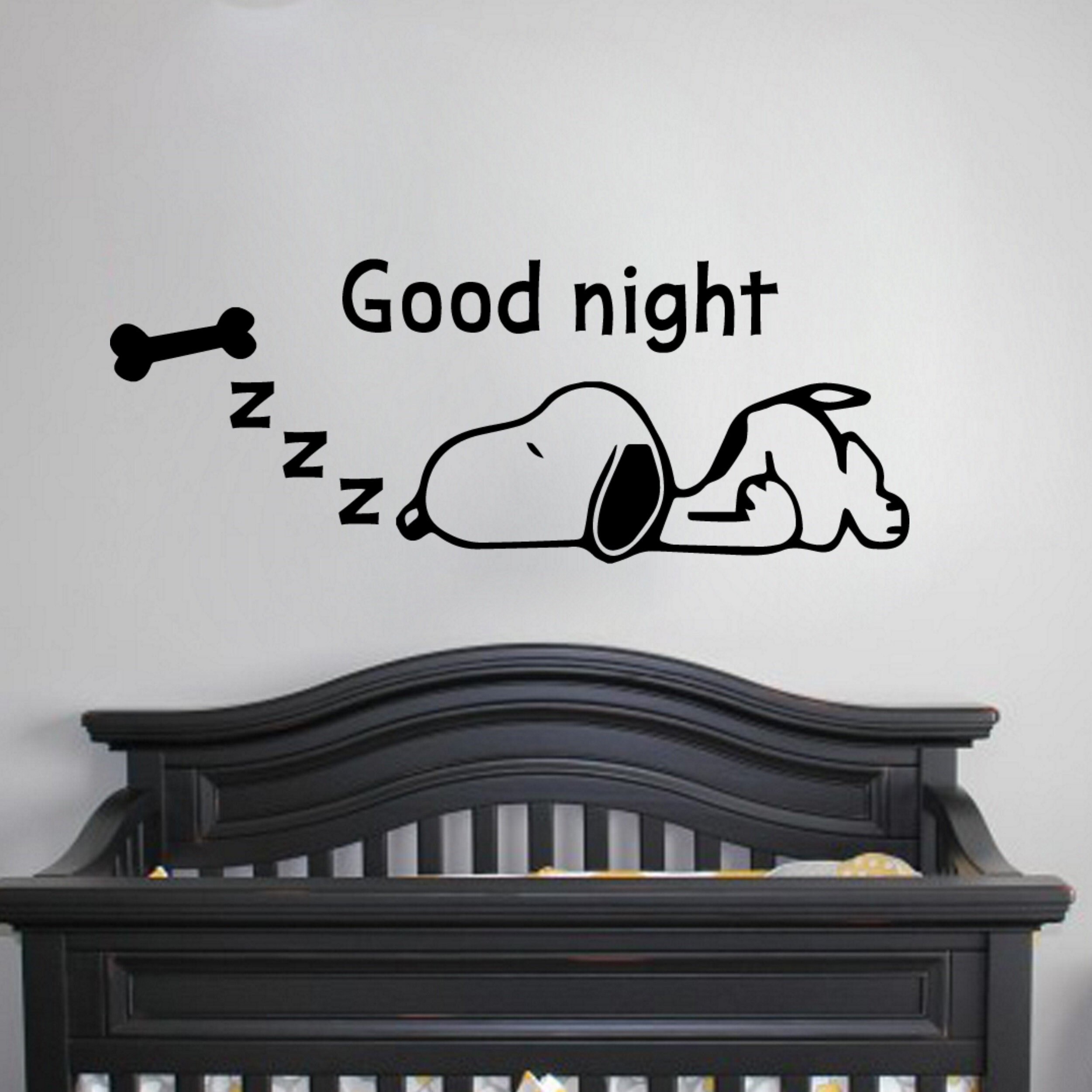 Snoopy Goodnight W Bone Decal Wall Vinyl Sticker Kids Room Etsy Snoopy Goodnight W Bone Decal Wall Vinyl Sticker Kids Room Etsy