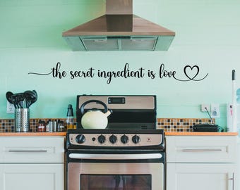 The Secret Ingredient is Love Decal Wall Vinyl Sticker Kitchen Cafe Diner Bistro Wake Up Breakfast Cake Plate Decoration Wedding Cake Plate