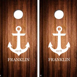 Nautical Theme Custom Cornhole Anchor Decals Set of 2 Vinyl Decal Stickers Personalized Decal Nautical Backyard Party Outdoor Yard Games