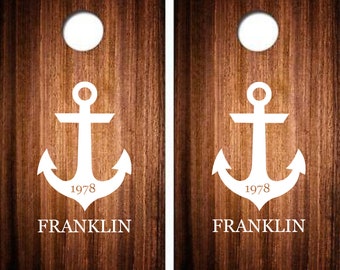 Nautical Theme Custom Cornhole Anchor Decals Set of 2 Vinyl Decal Stickers Personalized Decal Nautical Backyard Party Outdoor Yard Games