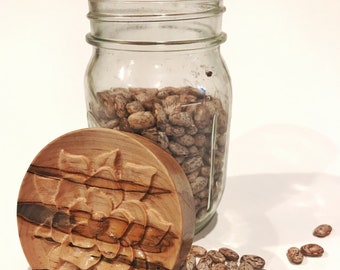 Wooden Carved Lid for Mason Jars (Standard size)