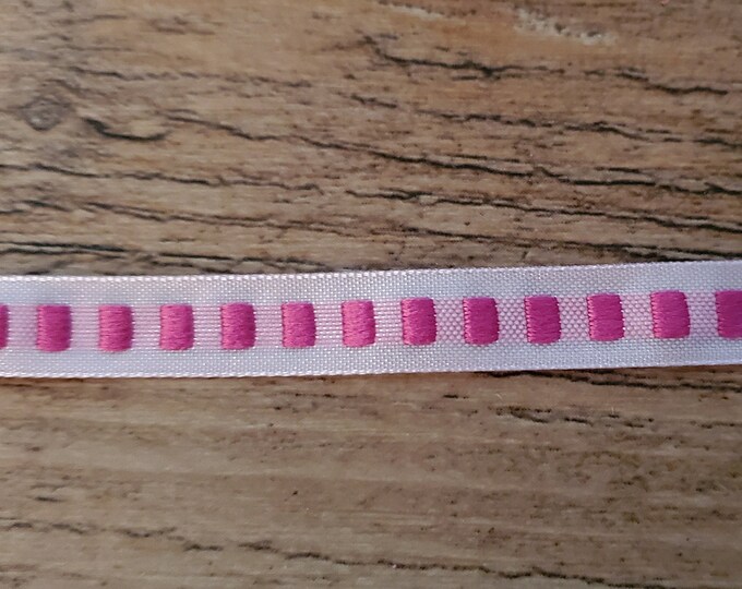 1 Pink Ribbon with Pink Squares 1 Yard