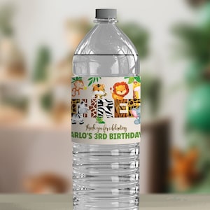 Jungle 3rd Birthday Water Bottle Wrappers, Safari Water Bottle Labels - Troisième anniversaire Bouteilles d’eau - TROIS - Téléchargement numérique