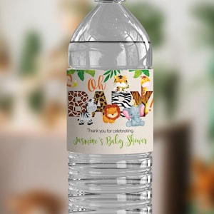Jungle Baby Shower Water Bottle Wrappers - Jungle Water Bottle Labels - Baby Shower Water Bottles - Modèle PDF imprimable