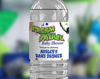 Fresh Prince Baby Shower Water Bottle Wrappers - Hip Hop Party Water Bottle Labels - Fresh Prince Baby Shower - Digital Download Template