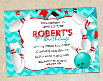 girls bowling party invitation template girly chevron etsy bowling party invites template