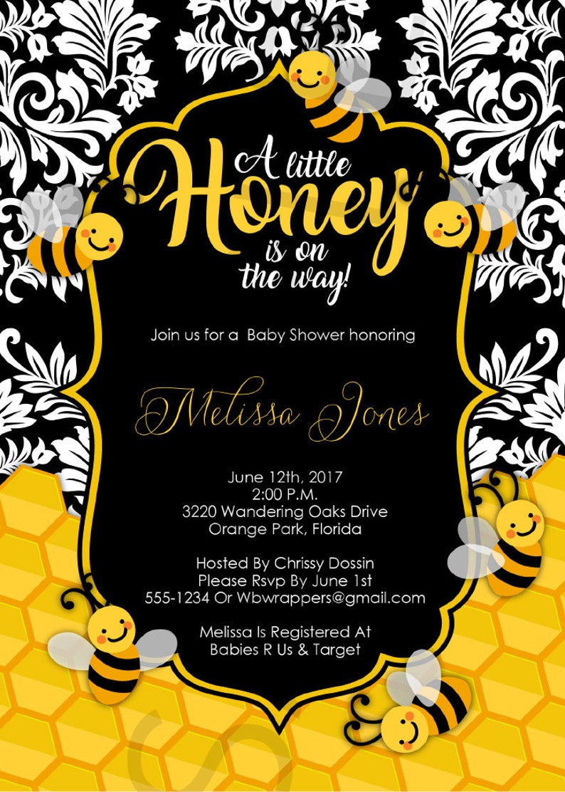 Little Honey Bee Themed Baby Shower Invitation TEMPLATE Etsy