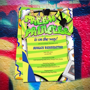 Fresh Princess Baby Shower Invitation, 90s Party, Princess Baby Shower, Hip Hop Girl Baby Shower | PDF Template - B023