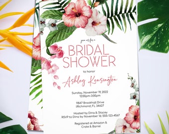 Luau Einladung oder Tropical Einladung für Tropical Bridal Shower - Instant download