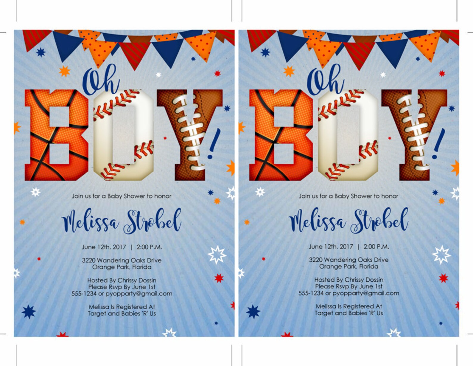 Sports Baby Shower Invitation Sports Theme Invite Sports - Etsy