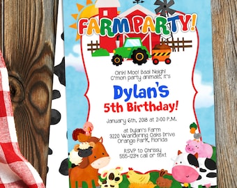 Invitación a la granja - Invitación a la fiesta de cumpleaños de la granja - Plantilla PDF - Bricolaje - ¡Crea hoy!