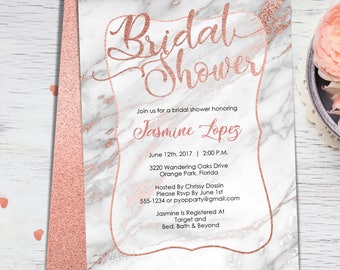 Rose gold invite, Bridal shower invite, Shower invitations - Edit Yourself today!