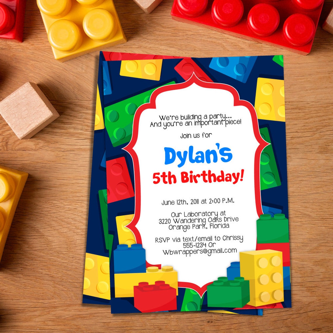 Color Blocks Party Invitation TEMPLATE Building Blocks Party - Etsy