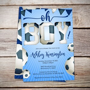 Soccer Baby Shower Invitation, Sports Theme Invite, Soccerballs Decor, Instant Download - B012