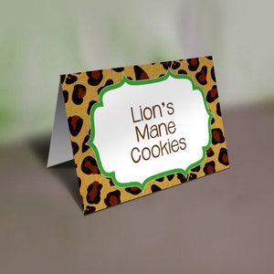 Cartes de tente Jungle Food Label ou marque-places - Cartes pliées modifiables