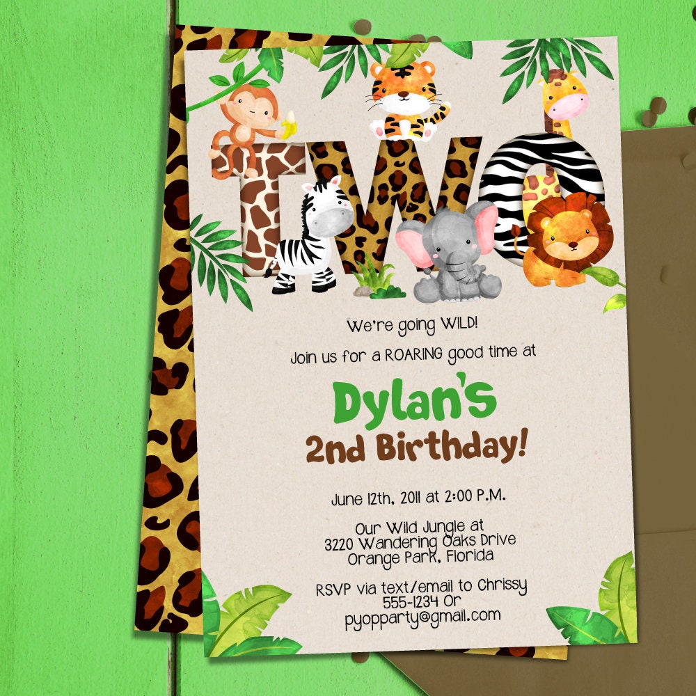Jungle 2nd Birthday Party Invitation Template Jungle Animals - Etsy UK Jungle 2nd Birthday Party Invitation Template Jungle Animals - Etsy UK