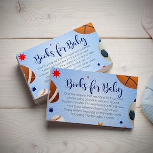 Sport Baby Shower Insert - Bring a Book Karte - Bring a Book Insetad of a Card - Baby Shower Einladung Insert - PDF Template Printbable